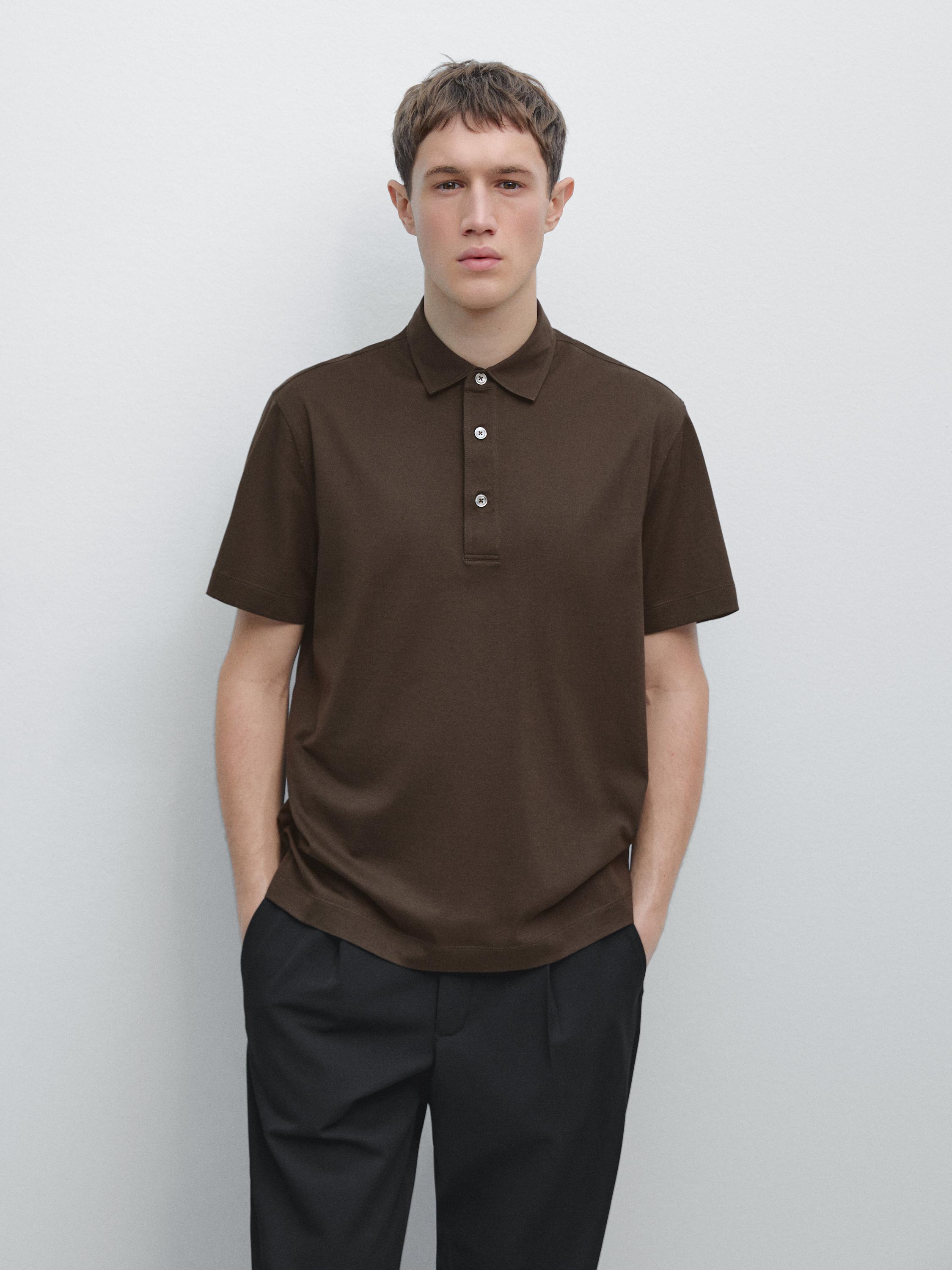 Cotton blend short sleeve polo shirt